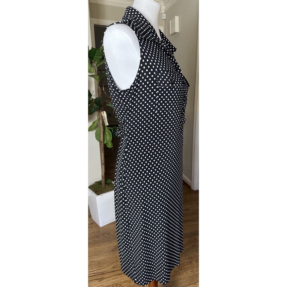 Carole Little Classic Vtg Polka Dot Sleeveless Shirt Dress Size 12 Black Midi - Picture 6 of 6